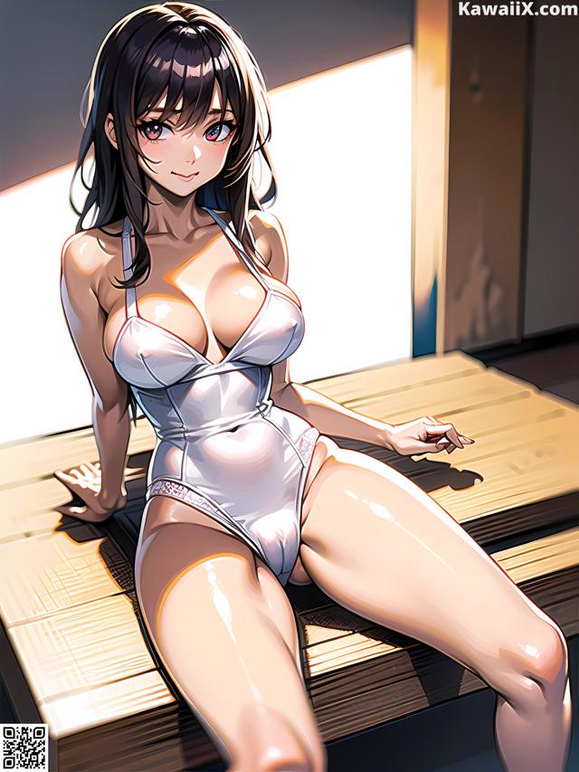 Hentai - 华彩繁花 Set 2 20230602 Part 26 No.9af6a2 A woman in a white bathing suit sitting on a wooden bench.