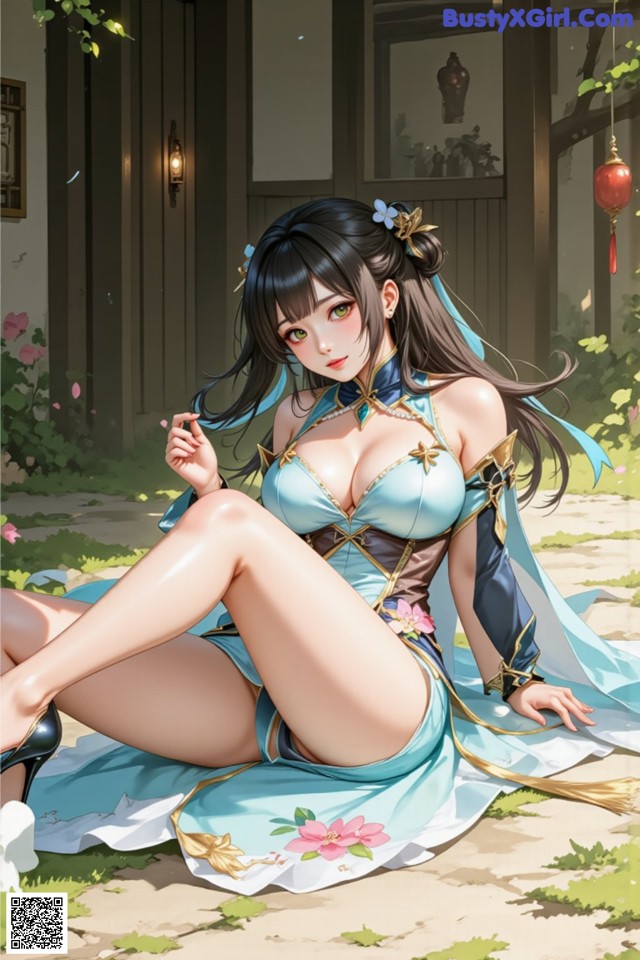 Hentai - The Frozen Elegance That Melts Starlight Set.1 20250104 Part 16 No.4f870b A woman in a blue dress sitting on the ground.