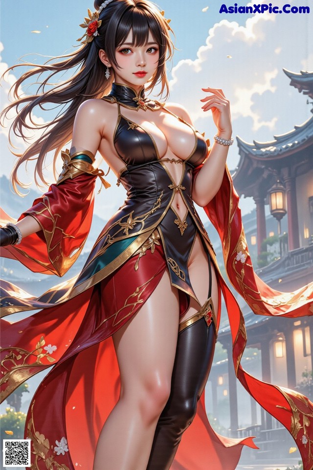 Hentai - The Frozen Elegance That Melts Starlight Set.2 20250106 Part 16 No.2b3380 A woman in a red and black outfit is posing for a picture.