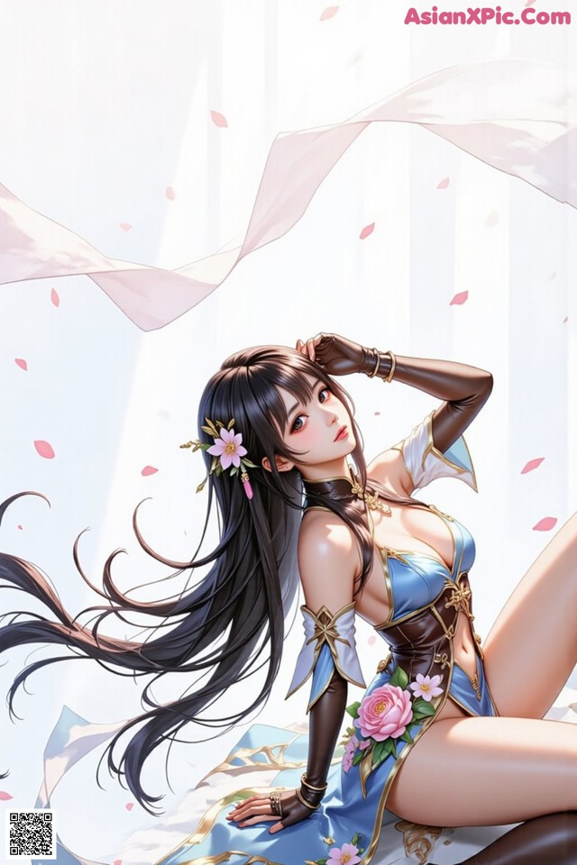 Hentai - The Frozen Elegance That Melts Starlight Set.2 20250106 Part 16 No.2b3380 A woman in a blue dress sitting on a bed.